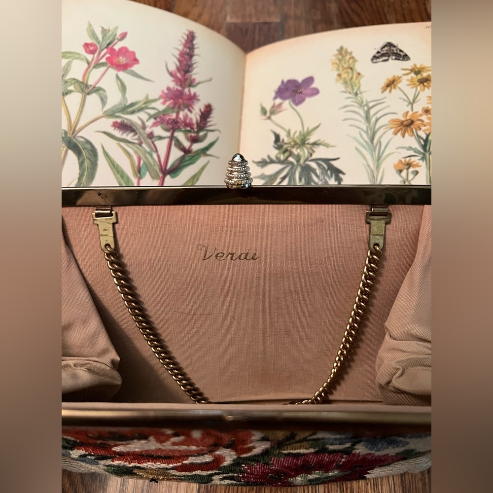 Vintage Tapestry Needlepoint Floral Purse - Picture 3 of 7
